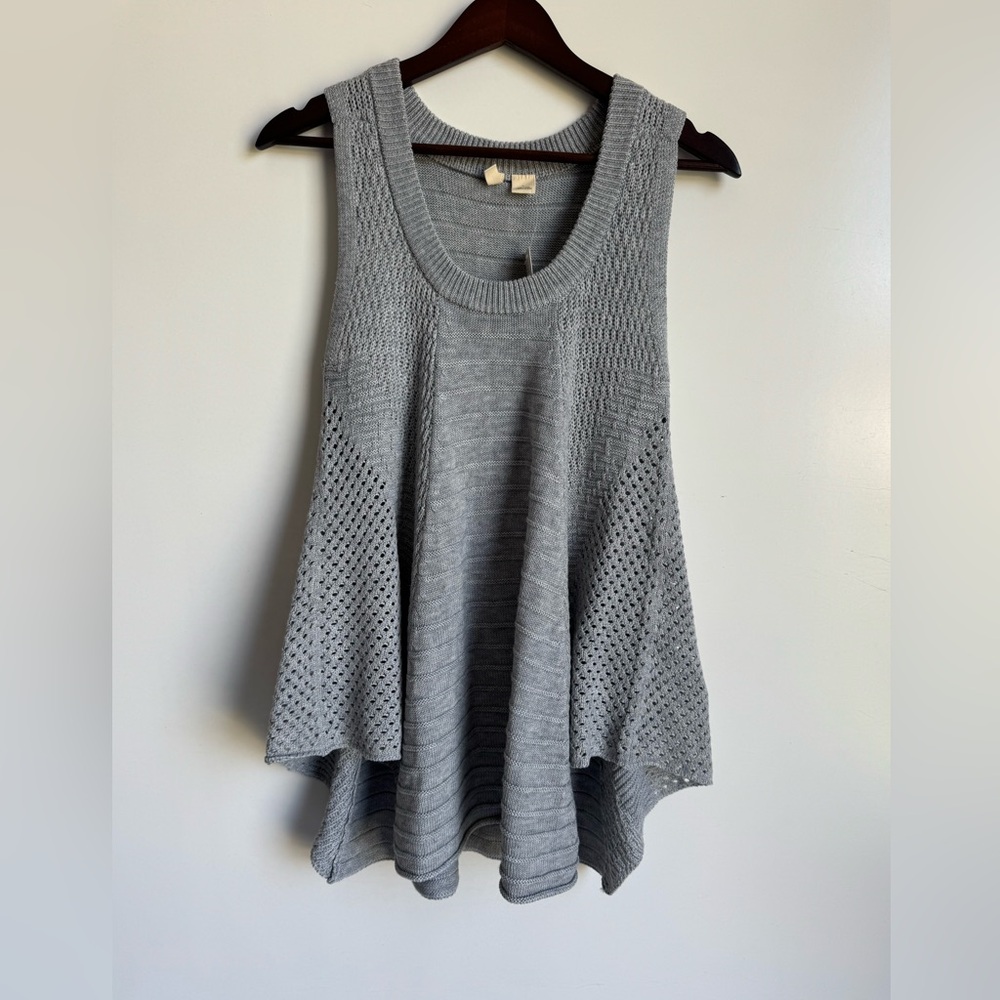 Anthropologie Moth Sally Swing Sweater Tank slate blue, open-knit